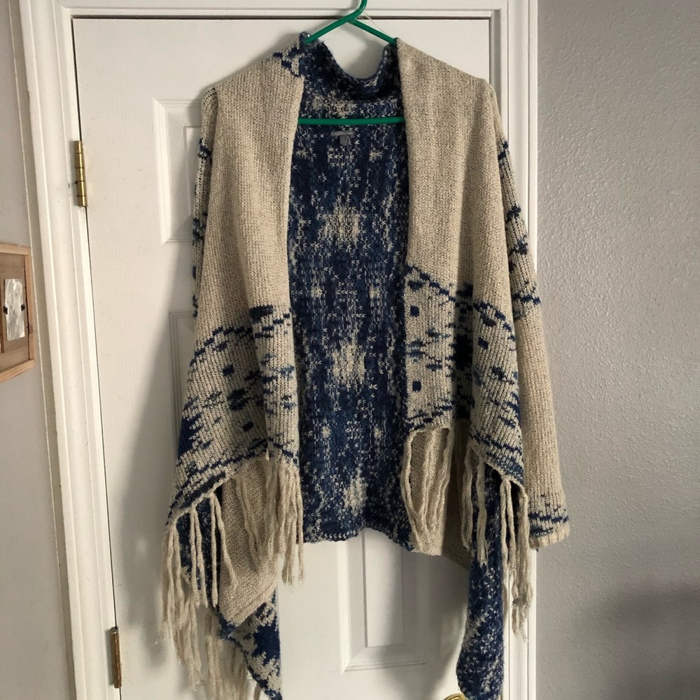 Beige and Blue Cardigan